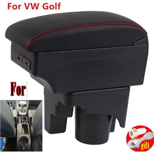 For VW golf V Armrest box FOR VOLKSWAGEN GOLF 5 MK5 V GOLF 6 MK6 VI Interior Car Armrest Center Storage box with USB LED light