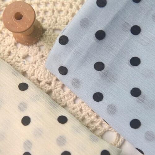 Do The Old Off-white Powder Blue Flocking Black Wave Dot Texture Chiffon Fabric And Wind Scarf Veil Cos Clothing Fabric