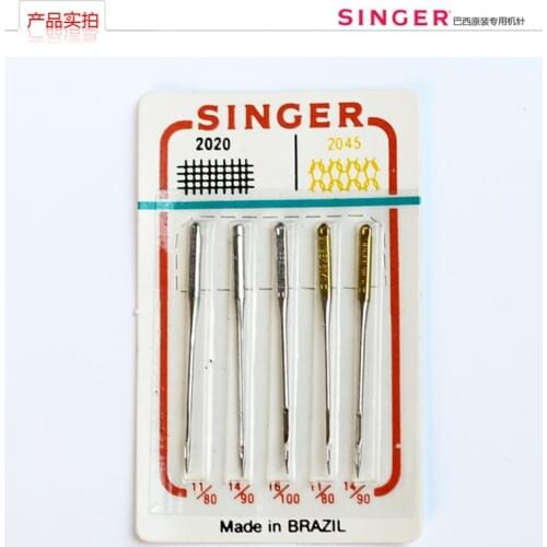 Official 5pcs Singer Needles 2020/2045 gold 11/80 14/90 16/100 for sewing Brother Janome Elina bernina Pfaff Viking Kenmore
