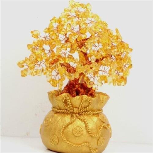 16-25cm stones and crystals citrine quartz crystal gem money tree for holiday gift money wealth bay