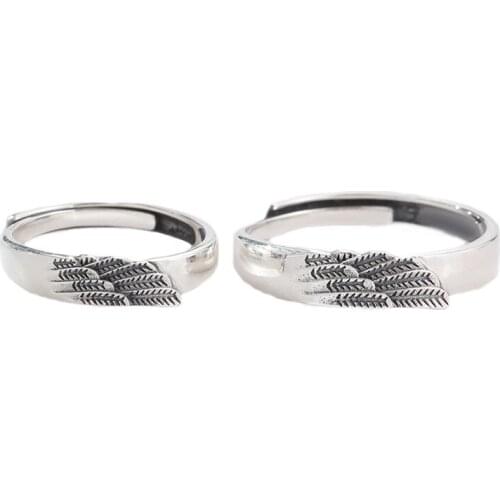 Uloveido new original angel wings couple ring retro simple Thai silver ring men and women a pair of Valentines Day giftsSALRG52