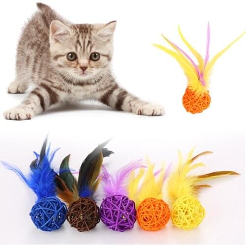 Colorful Kitten Playing Catch Toy Bell Interactive Rattan Ball Pet Supplies