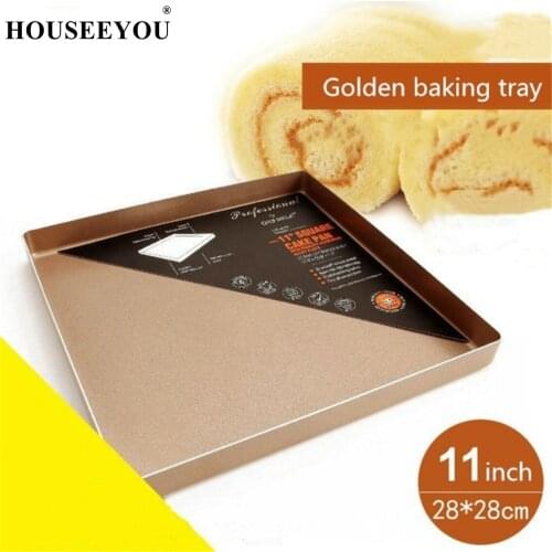 11" Square Cake Pan Baking Tray Non Stick Plate Bread Cake Cookie Pie Biscuit Pizza Oven Dish Home Kitchen Cook DIY Cooking Tool