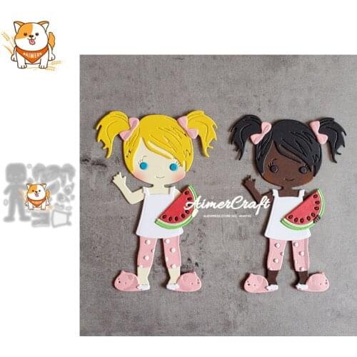 Summer Girl Watermelon Metal Cutting Dies Mold Scrapbooking Stencil DIY Embossing Craft Die Cuts Card Making New Dies For 2021