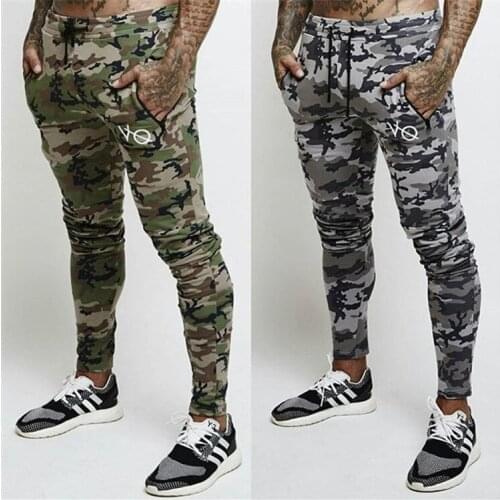 HOT 2019 Outdoor autumn winter Active Muscle GYM fitness Jogging Running men pants sports feet army camouflage stretch trousers