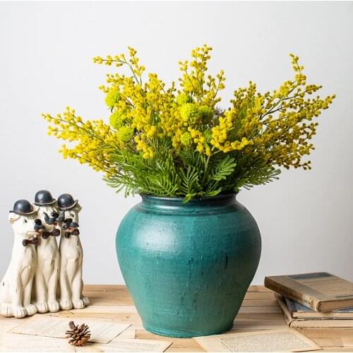 Simulation Mimosa 70cm Home Bouquet Artificial Plant Shop Window Model Room Decoration Furnishing The Living Room TV Cabinet