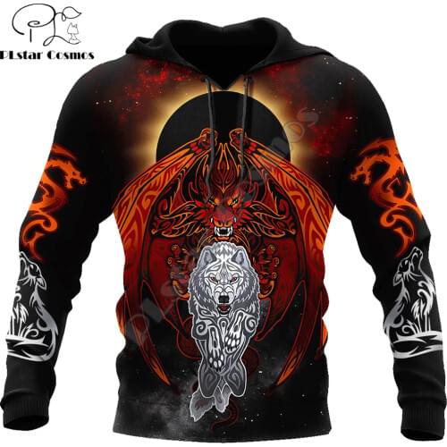 Brand Fashion Hoodies Dragon and wolf 3D All Over Printed Mens Hooded Sweatshirt Unisex Zip Pullover Casual Jacket DW0212