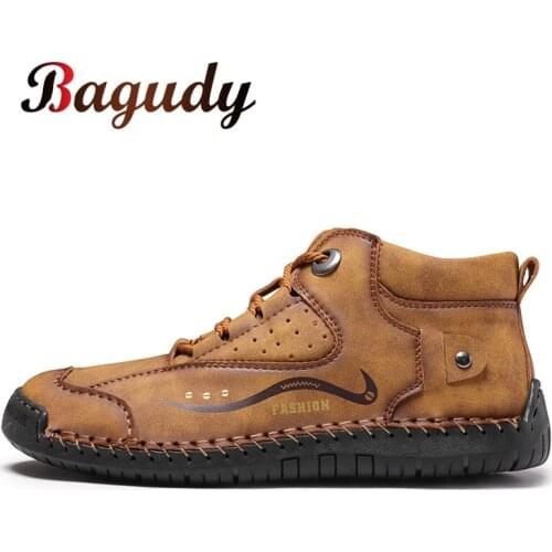 Mens Comfortable Leather Casual Shoes Fashion Lace-up Flat for Men Soft Moccasins Outdoor Handmade Designer Shoes Men Boots 46