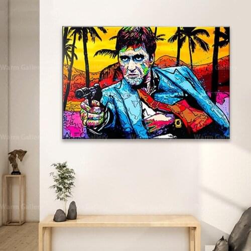 Graffiti Portrait Tony Montana Street Art Canvas Print Painting Abstract Figure Living Room Wall Picture Home Decoration Poster