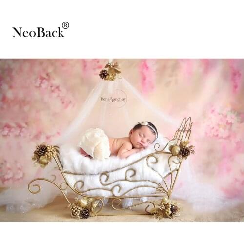 NeoBack Vinyl Cloth Spring Floral Pink Tone Newborn Kids Photography Backgrounds Baby Shower Photocall Photo Backdrop Banner