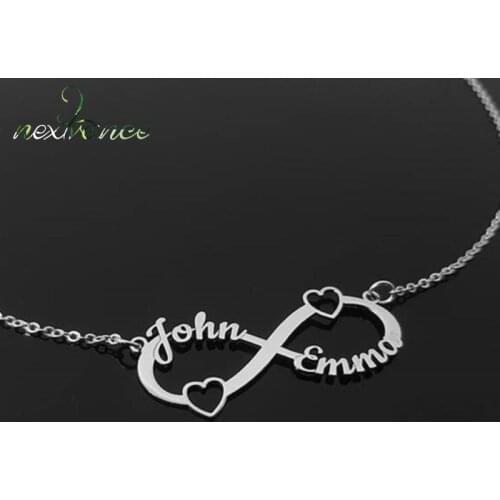 Nextvance Stainless Steel Custom Name Couple Necklace Personalized Infinity Pendant Necklace Jewelry Best Friend Gift