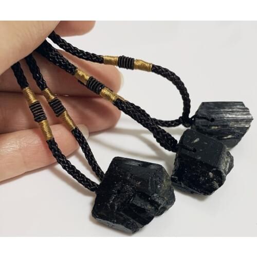 1pc Natural Crystal Black Tourmaline Stone Pendant Necklace Mineral Quartz Original Ore Specimen Women Men Enerny Necklace Gifts