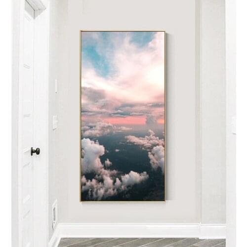 Landscape Modern Pink Sky Clouds Canvas Painting Poster Print Wall Art Picture For Living Room Bedroom Aisle Entrance Home Decor