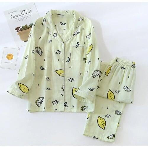 Women Printed Cartoon Rabbit Pyjamas Women 100% Cotton Fresh Pajamas Sets Long Sleeve Casual Sleepwear Autumn Japanese Homewear