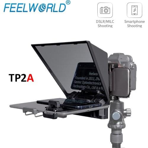 FEELWORLD TP2 TP2A Portable 8 Inch Teleprompter Supports Under 8" Smartphone DSLR Shooting Smartphone/Tablet Prompting Remote