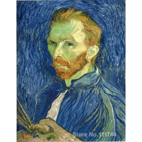 Christmas Gift Self Portrait with Pallette by Vincent Van Gogh oil painting reproduction High quality Handmade