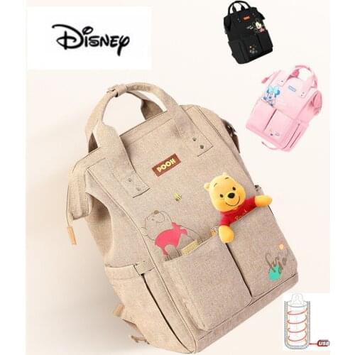 Disney USB Diaper Bag Backpack Baby Care Bags Bottle Warmer Mummy Backpack Maternal Minnie Mickey Bolsa Maternity Backpack