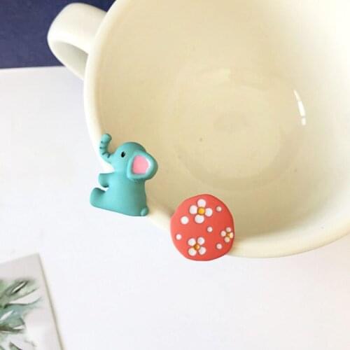 Cute Cartoon Baby Elephant Earrings Small Fresh Flower Stud Ear Jewelry Girl Asymmetrical Accessories 2021 New
