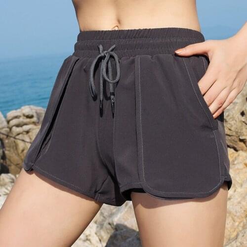 2 in 1 Yoga Shorts Women Fitness Sports Shorts Gym Large Pockets Female Running Short Quick-drying Workout Fitness Sportwear