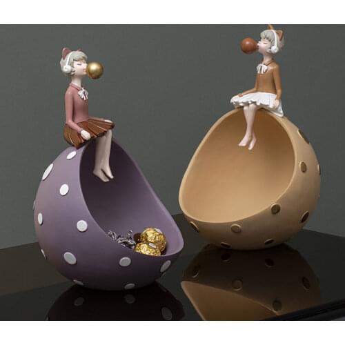 Nordic Ins Creative Resin Bubble Girl Candy Storage Box Sculpture Ornaments Living Room Entrance Key Small Objects Storage Decor