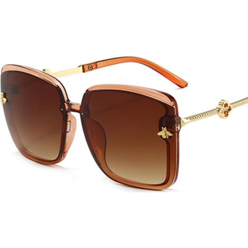 Oversize Luxury Brand Bee Sunglasses Women Men Vintage Metal Big Sun Glasses Female Square Oculos Gafas Lentes De Sol 2021