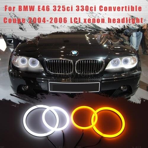 LED SMD Cotton Light Switchback Angel Eye Halo Ring DRL Kit for BMW E46 325ci 330ci Convertible Coupe 04-06 LCI Xenon Headlight
