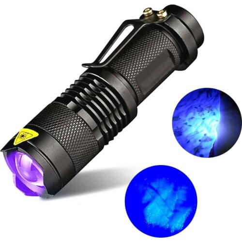 UV Flashlight Ultra Violet Light with Zoom Function with Zoom Function Mini UV 365nm/395nm Black Light Pet Urine Stains Detector