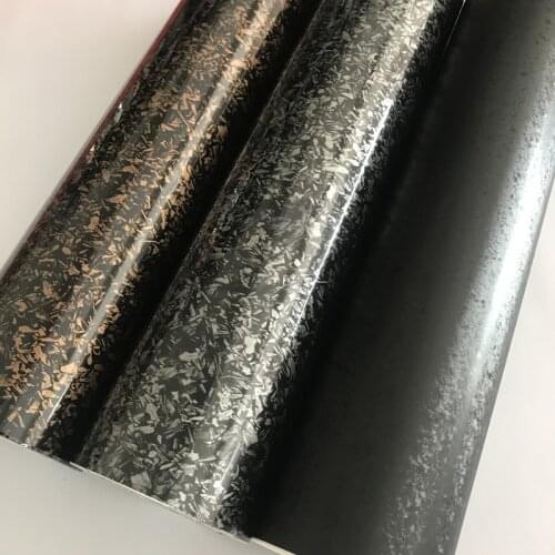Black Gold Silver Forged Carbon Vinyl Wrap with Air Release Bubbles Free Adhesive DIY Car Styling Sticker Decal Wrapping