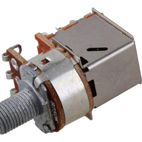 Yibuy Chrome B250K Audio Tone Guitar Potentiometer Switch 18mm Split Long Shaft Coarse Knurling Pack of 15