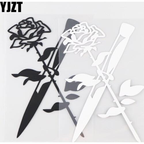 YJZT 15.8×9.5CM A Knife And A Rose Creative Vinyl Decal Decoration Car Sticker Black / Silver 20C-0196