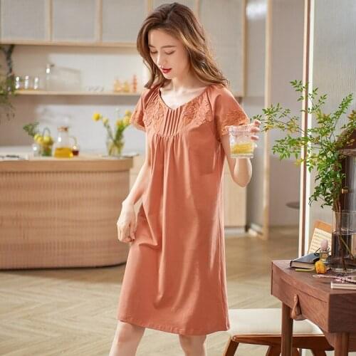 Plus Size 3XL Summer Style Nightgowns Women Short Sleeve Female V-Neck Sleepshirts Lace Nightdress Elegant Pijama Feminino