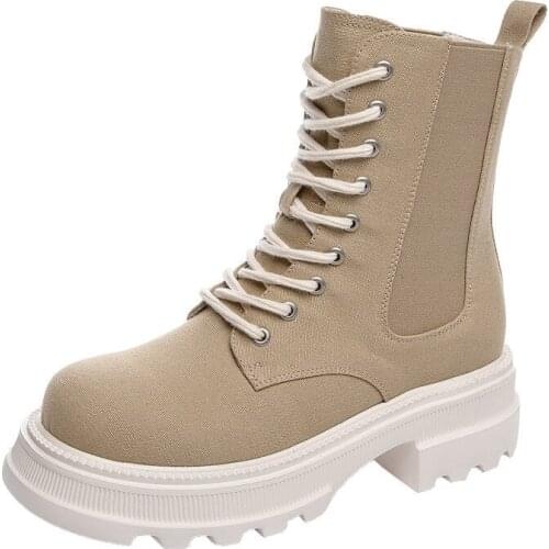 Womens Shoes 2021 New Winter Style Platform Comfortable Boots Zipper Casual Mid-Calf Round Toe Flat with Boots Femmes Bottes