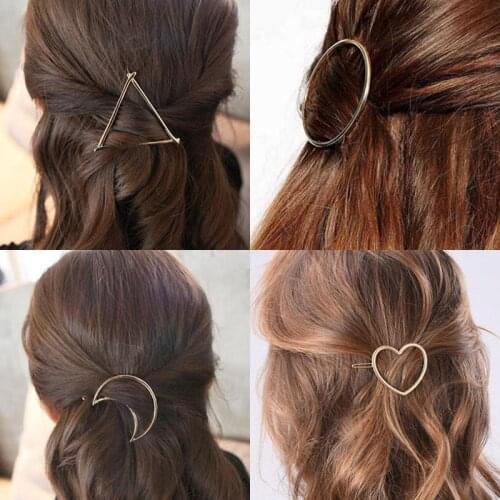 SMJEL Fashion Summer Hollow Round Triangle Hairpins Women Girls Party Accessories Love Heart Moon Barretes Hair Clips