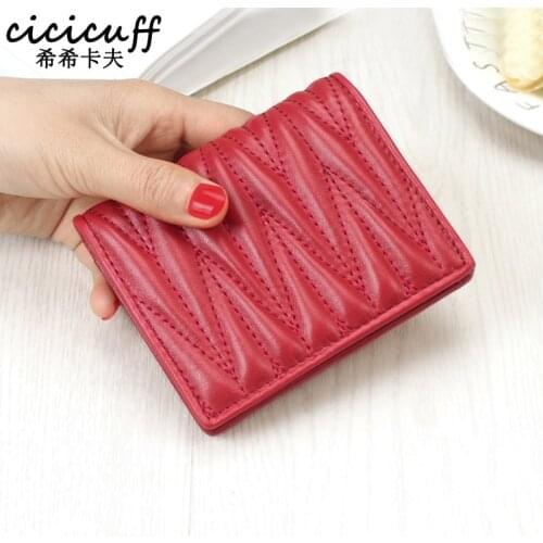 2020 Short Purse Genuine Leather Women Wallets with Card Holders Sheepskin Coin Purses Ladies Small Fold Student Wallet Carteira