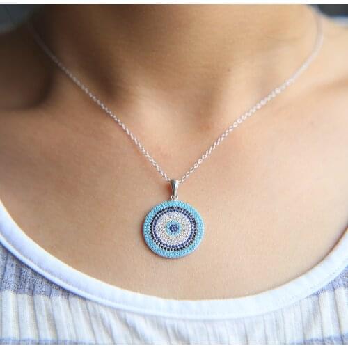 2017 925 sterling silver high quality turquoisesa micro pave AAA big disco pendant women pendant necklace