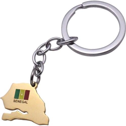 Zkd Senegal map Senegal flag Key Chains stainless steel ring key for men women