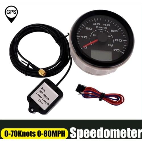 0-70Knots Waterproof GPS Speedometer Odometer 0-80MPH Speed Gauge With 8 Color Backlight 12V/24V For Car Boat Motorcycle