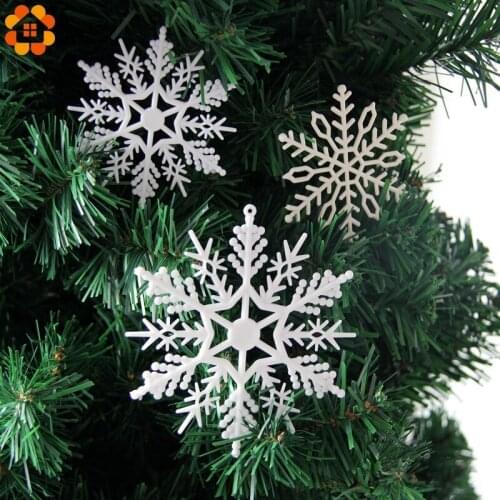 1Pack DIY White Plastic Fake Snowflake For Home Christmas Party Scene New Year Xmas Tree Pendants Ornaments Window Decoration