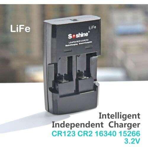 100% Original Soshine 5S-Fe Intelligent Independent LiFePO4 Battery Charger For RCR123 CR2 3.2V Li-FePO4 Charger