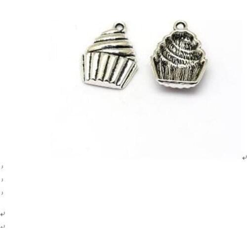 MIC .100pcs/ lot Zinc Alloy Single-sided Cupcake Dessert Food Cake Charms Pendant 14.5x20mm DIY Jewelry A-127