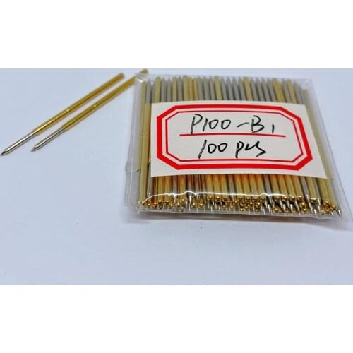 100pcs Metal Brass Nickel-Plated Compression Test Pin P100-B1 Diameter 1.36mm Household Electronic Universal Probe