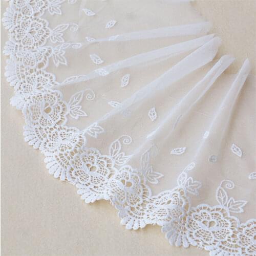 2yard 24cm wide mesh embroidery lace hand DIY making clothing wide material curtain sofa accessories