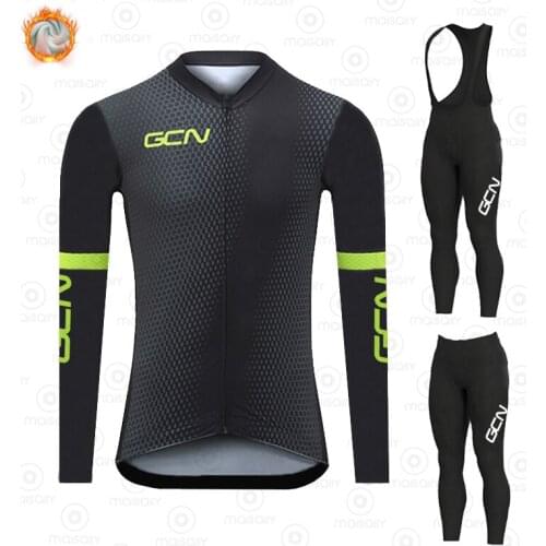 2021 GCN team Winter Fleece Cycling Jersey Set Mountian Bicycle Clothes Wear Ropa Ciclismo New Racing Bike Clothing Cycling Set