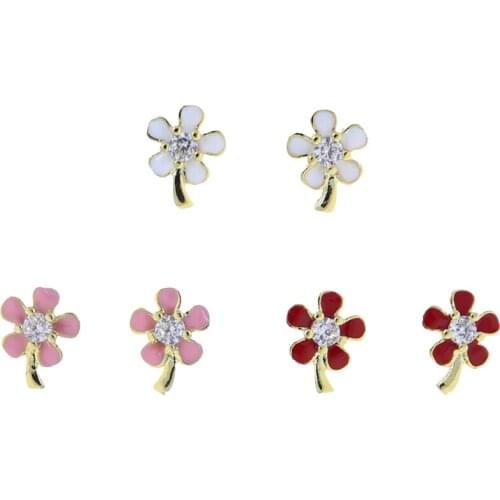 2021 Spring New Colorful Enamel Small Flower Stud Earring Gold Lovely Girl Women Stud