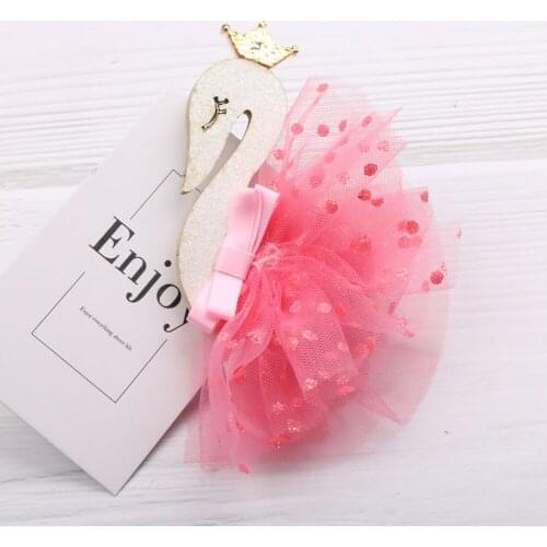 5pcs Crown Swan Yarn DIY Hair Accessoreis Headwrap Cartoon Accessory Hair Bow Barrette Hairclip Baby Kids Fashion Headwear Decor