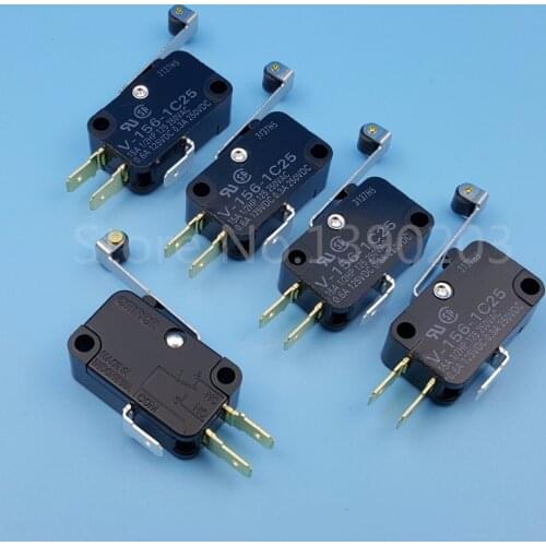 5Pcs Omron V-156-1C25 Momentary Hinge Roller Lever COM-NO-NC 3Pin SPDT Mini Basic Limit Switch
