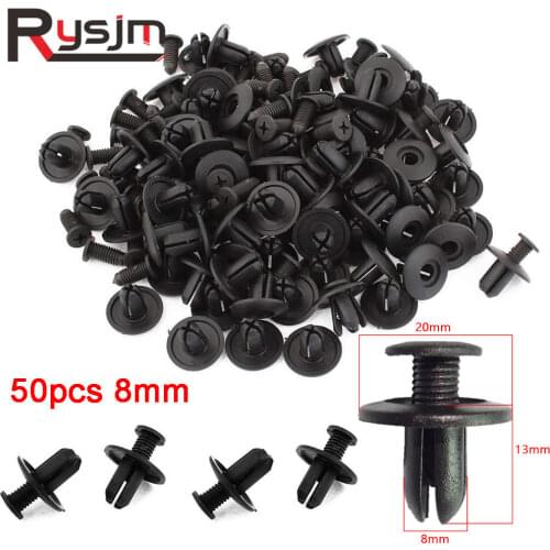 50pcs 8mm Auto Fasteners Bumper Fender Mud Flap Mudguard Plastic Rivet Fixing Clip Cover Car Styling For Lexus Subaru For Nissan
