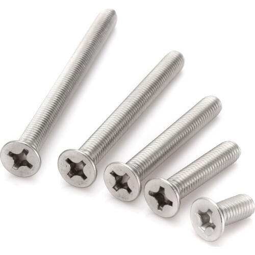 50pcs M5*6/8/10/12/14-80/90/100mm Countersunk head screws flat head cross Countersunk head screw Brass cross head machine screws