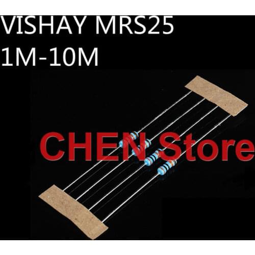 50PCS VISHAY BC MRS25 0.25W 1/4W 1M-10M 1% Copper foot metal film audio resistor 1.5M 2.2M 3M3 4M7 5M1 5M6 6M2 6M8 7M5 8M2 9M1