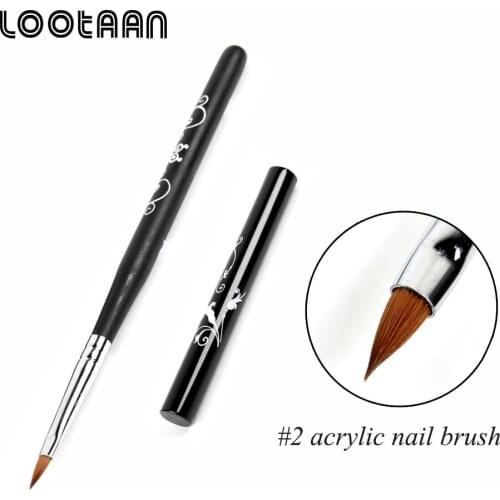 Lootaan 1 Pc #2 Acrylic Nail Art Brush Kolinsky Hair Pure Sable Hair Liquid Powder Tool 3D Manicure Nail Art Painting Pen Tools